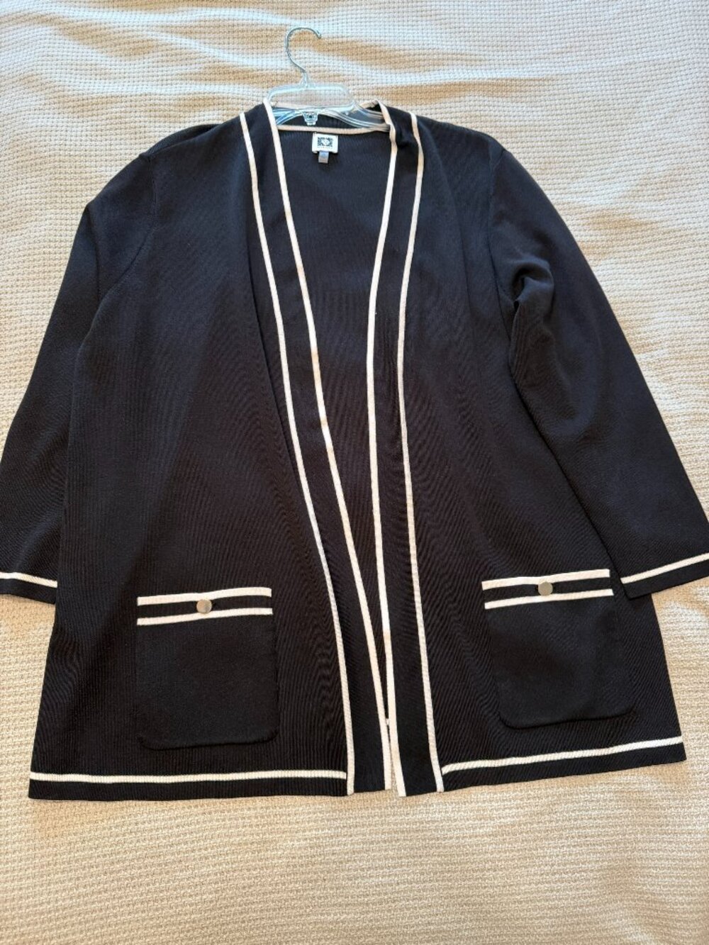 Anne Klein, 2X, long, elegant, black cardigan sweater